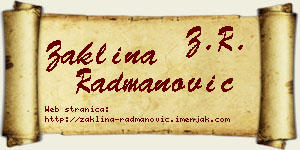 Žaklina Radmanović vizit kartica